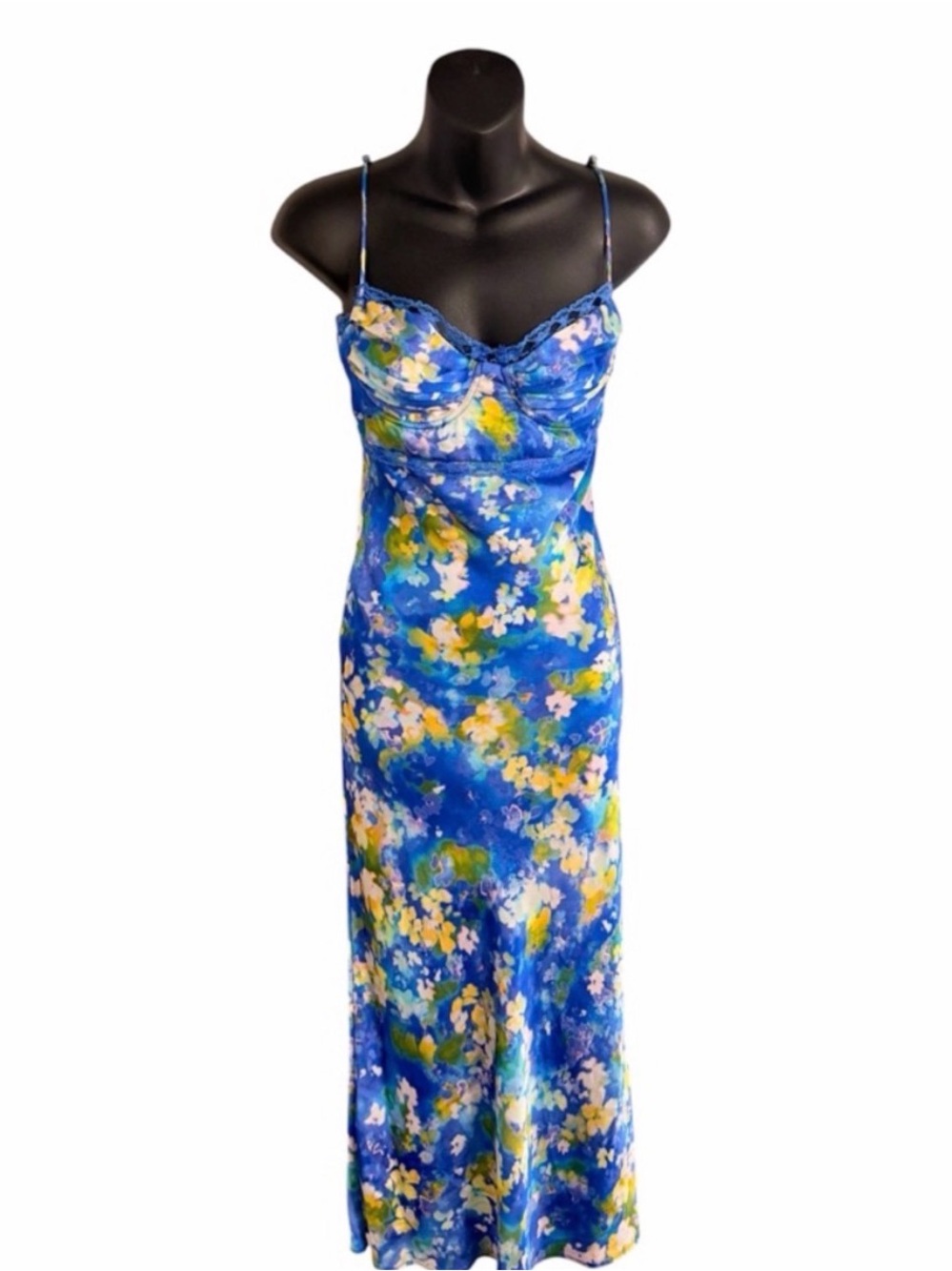 Astr The Label Blue Floral Slip Maxi Dress